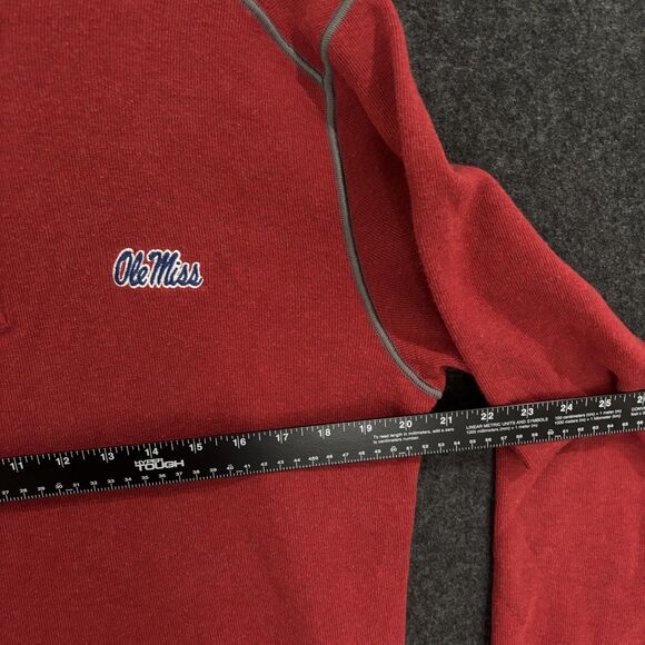 Ole Miss Rebels Sweater Mens Medium Red Football 1/4 Zip Pullover Cutter & Buck - Picture 6 of 9